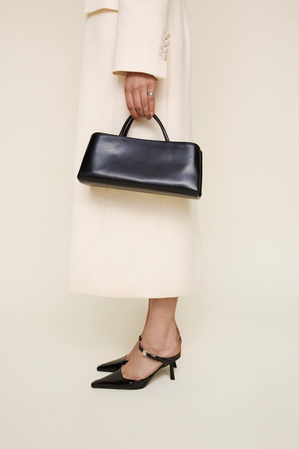 VERAFIED Silver Noir Éclair Premium Calf Leather Convertible Shoulder Clutch Bag