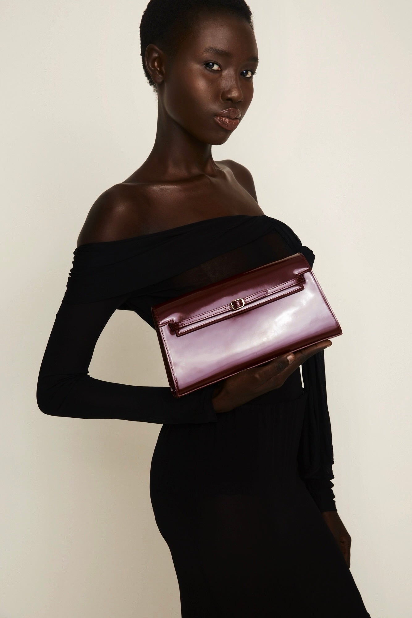 Patent Dark Cherry Shoulder Bag