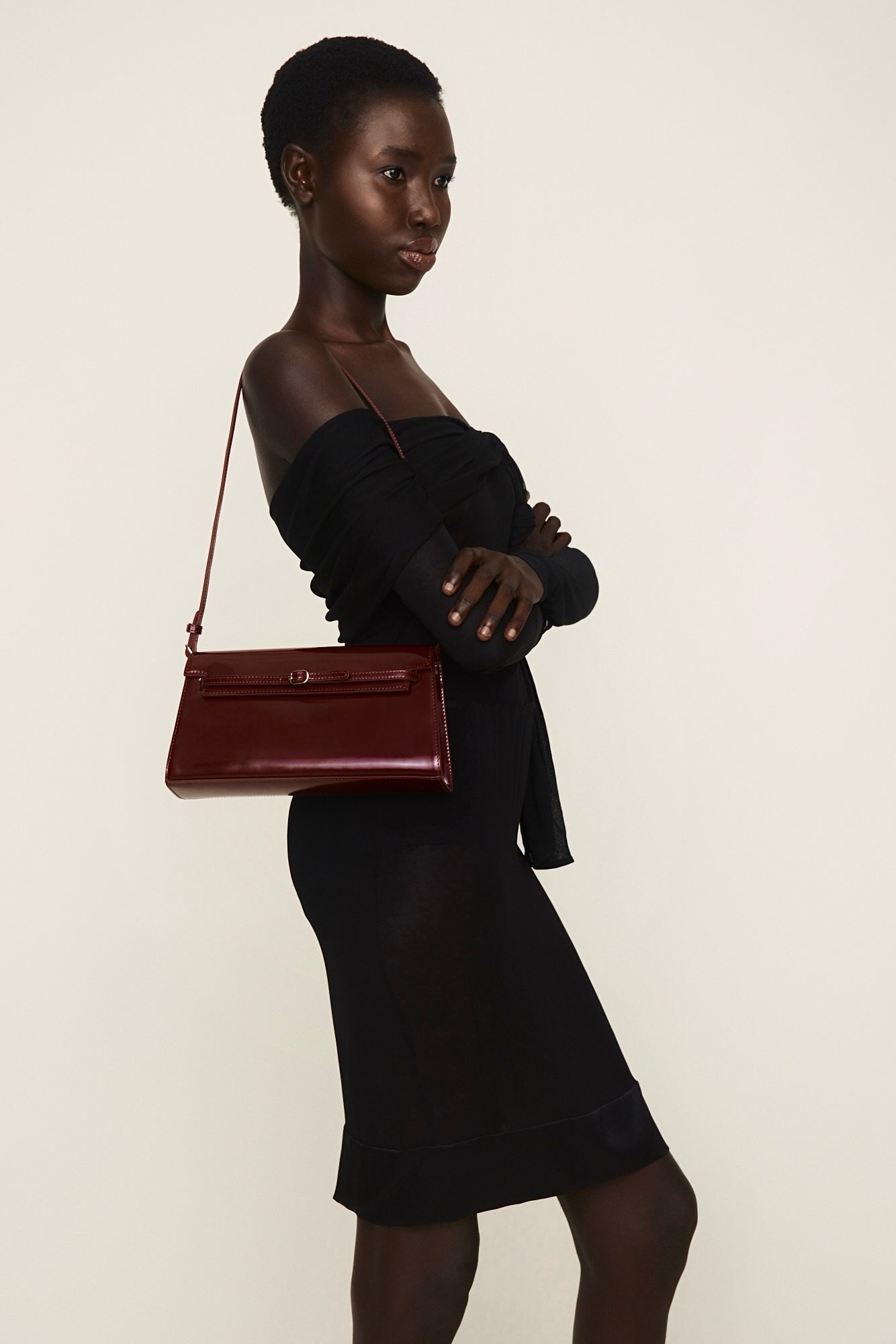 Patent Dark Cherry Shoulder Bag