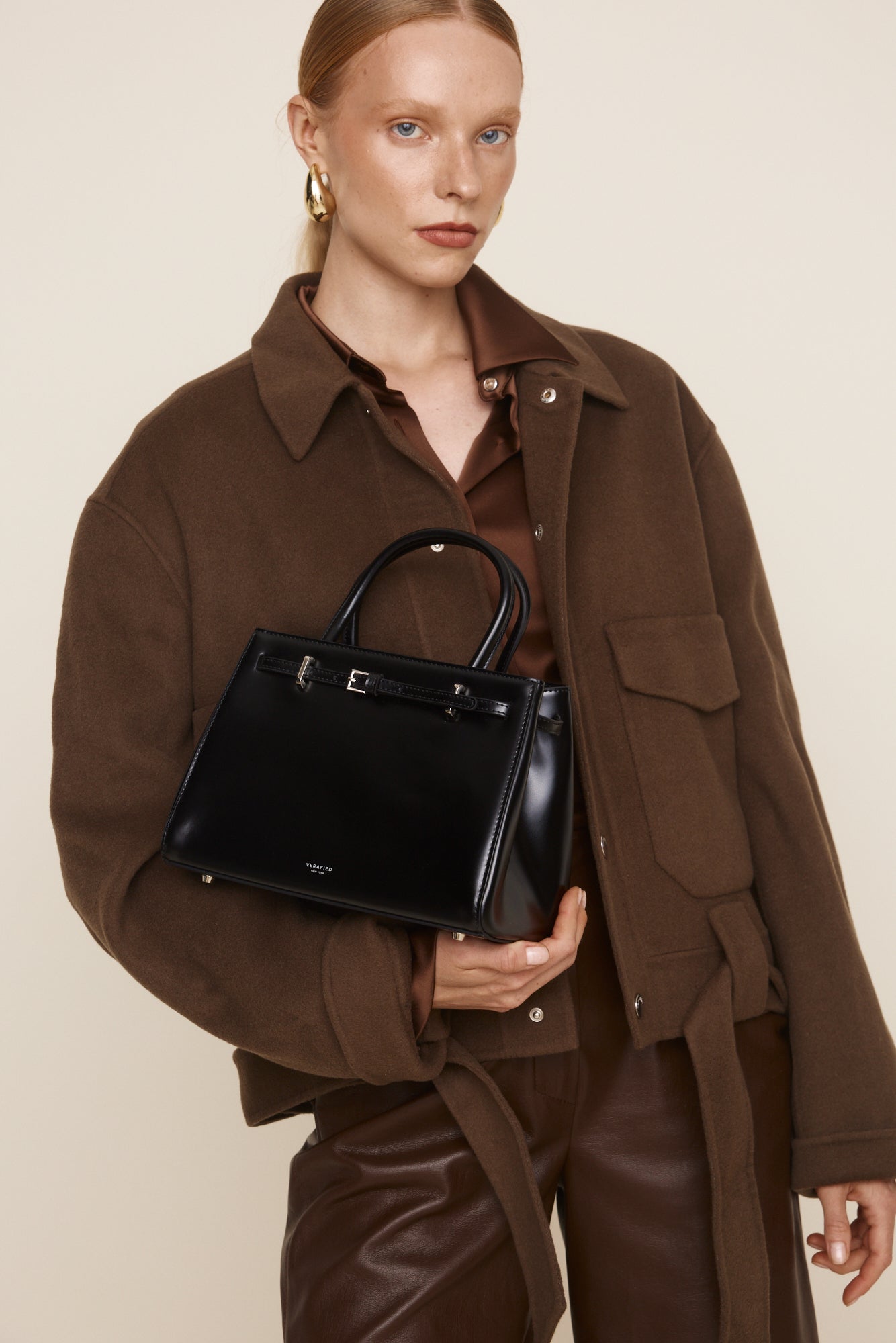 Noir Leather Book Tote Bag 25