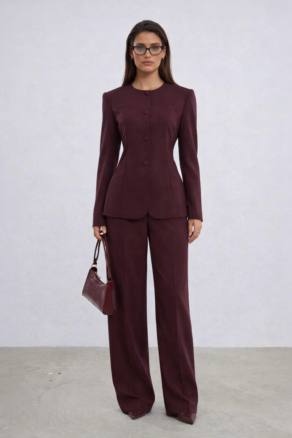 Paris Blazer & Pants Set Burgundy