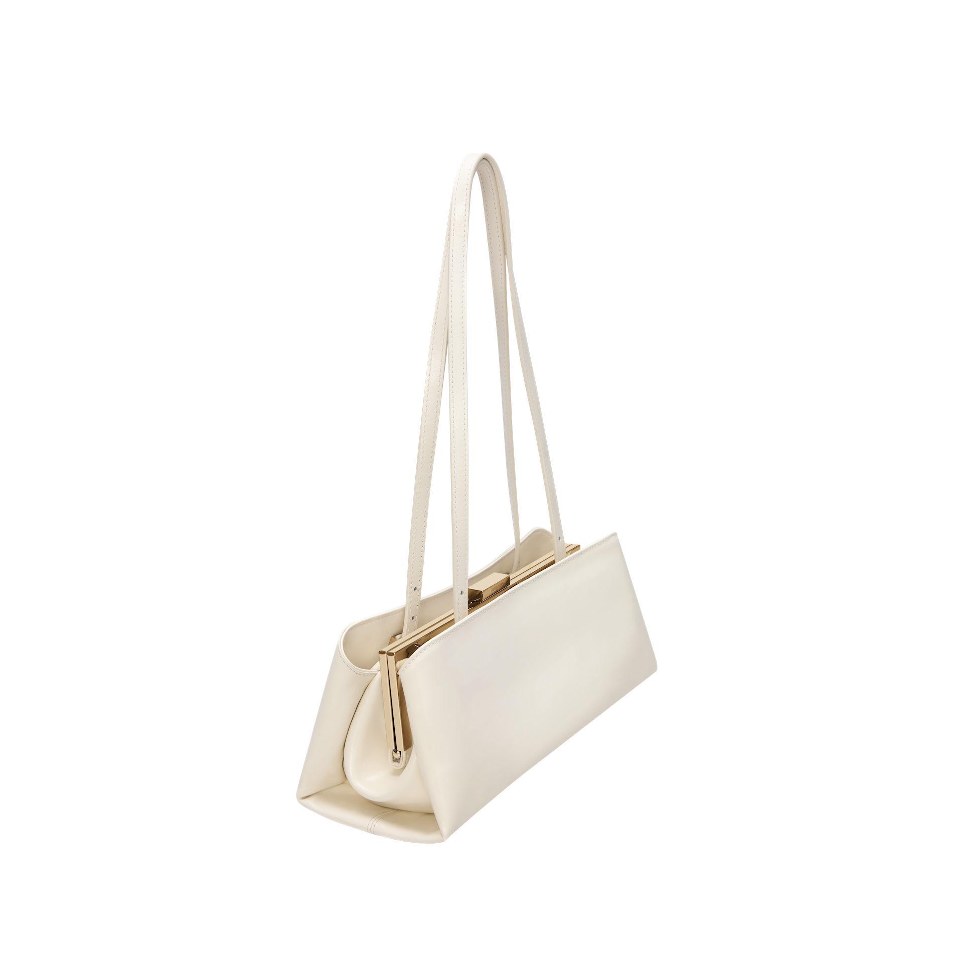 Elegant Gold Ivory Éclair Premium Calf Leather Convertible Shoulder Bag Clutch