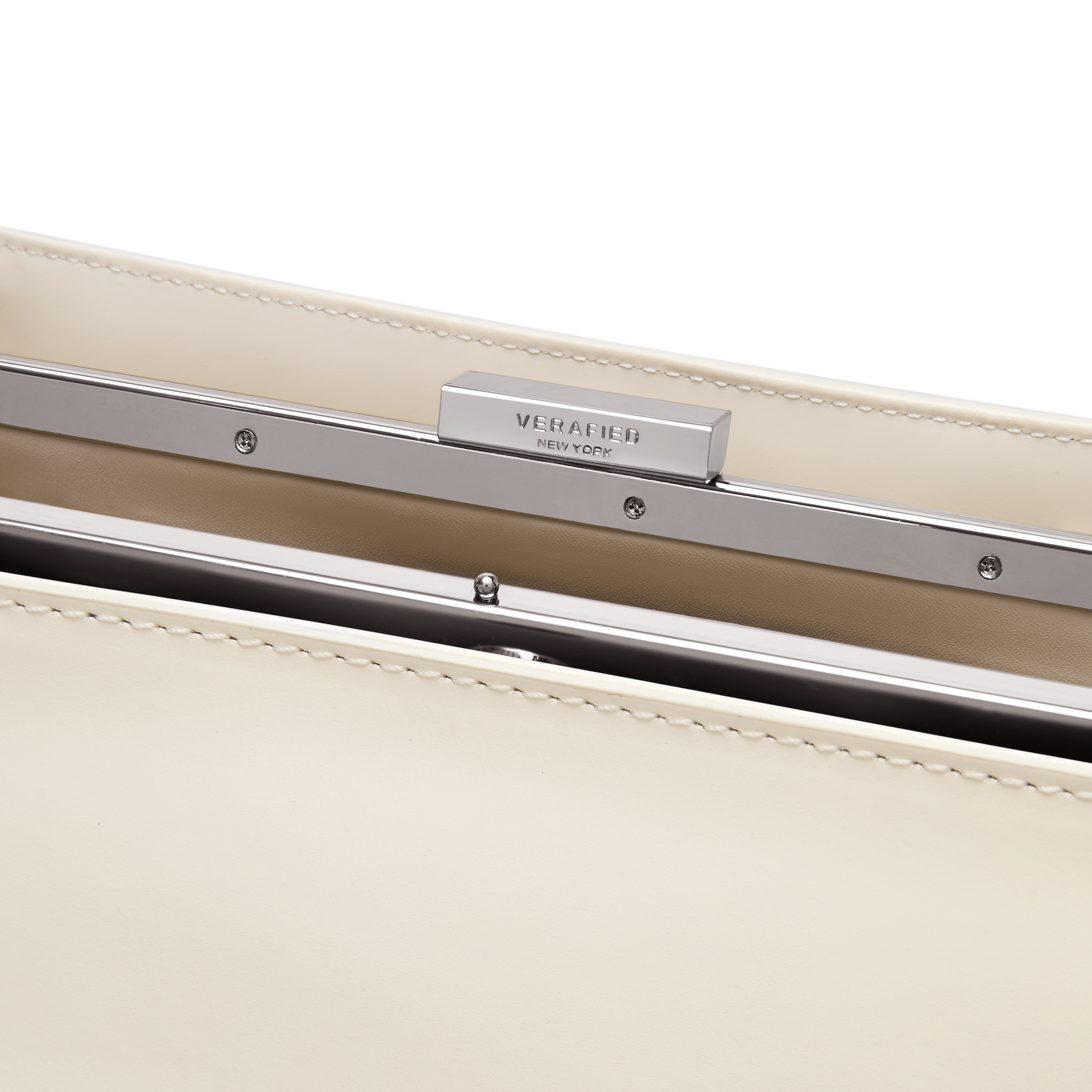 Elegant Silver Ivory Éclair Calf Leather Convertible Shoulder Bag Clutch