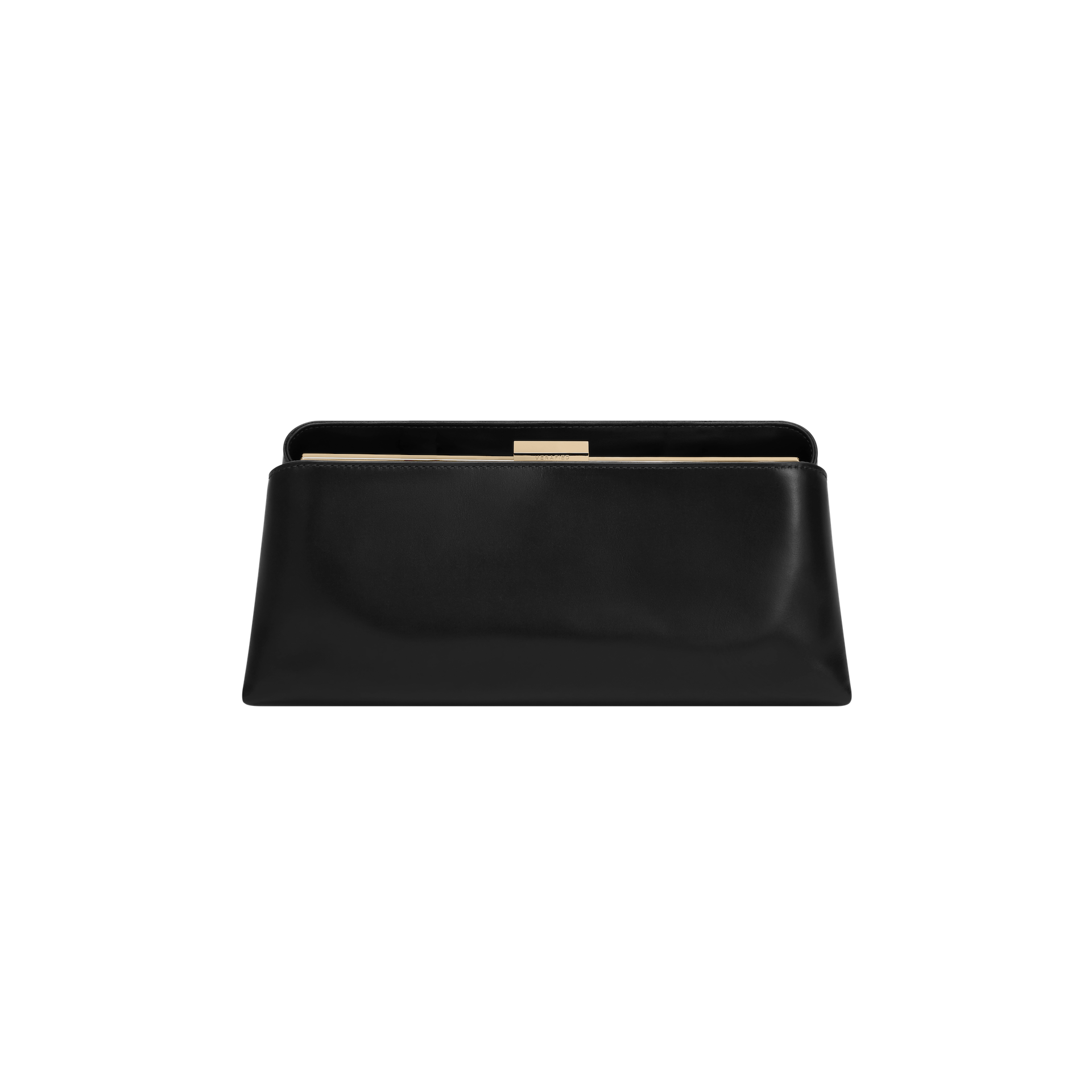 VERAFIED Gold Noir Éclair Premium Calf Leather Convertible Clutch Shoulder Bag
