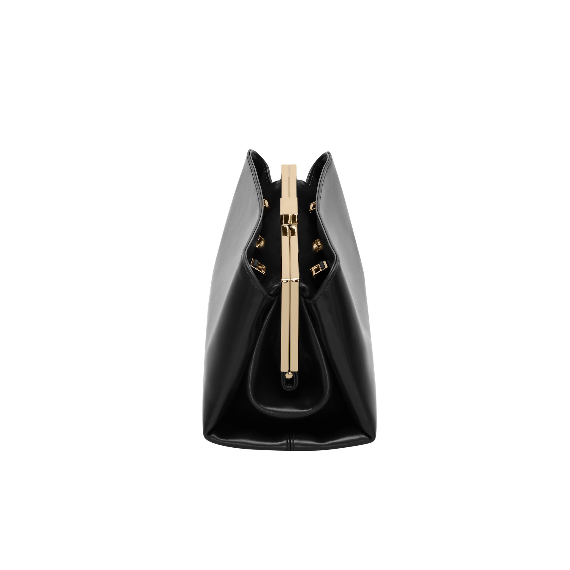 VERAFIED Gold Noir Éclair Premium Calf Leather Convertible Clutch Shoulder Bag