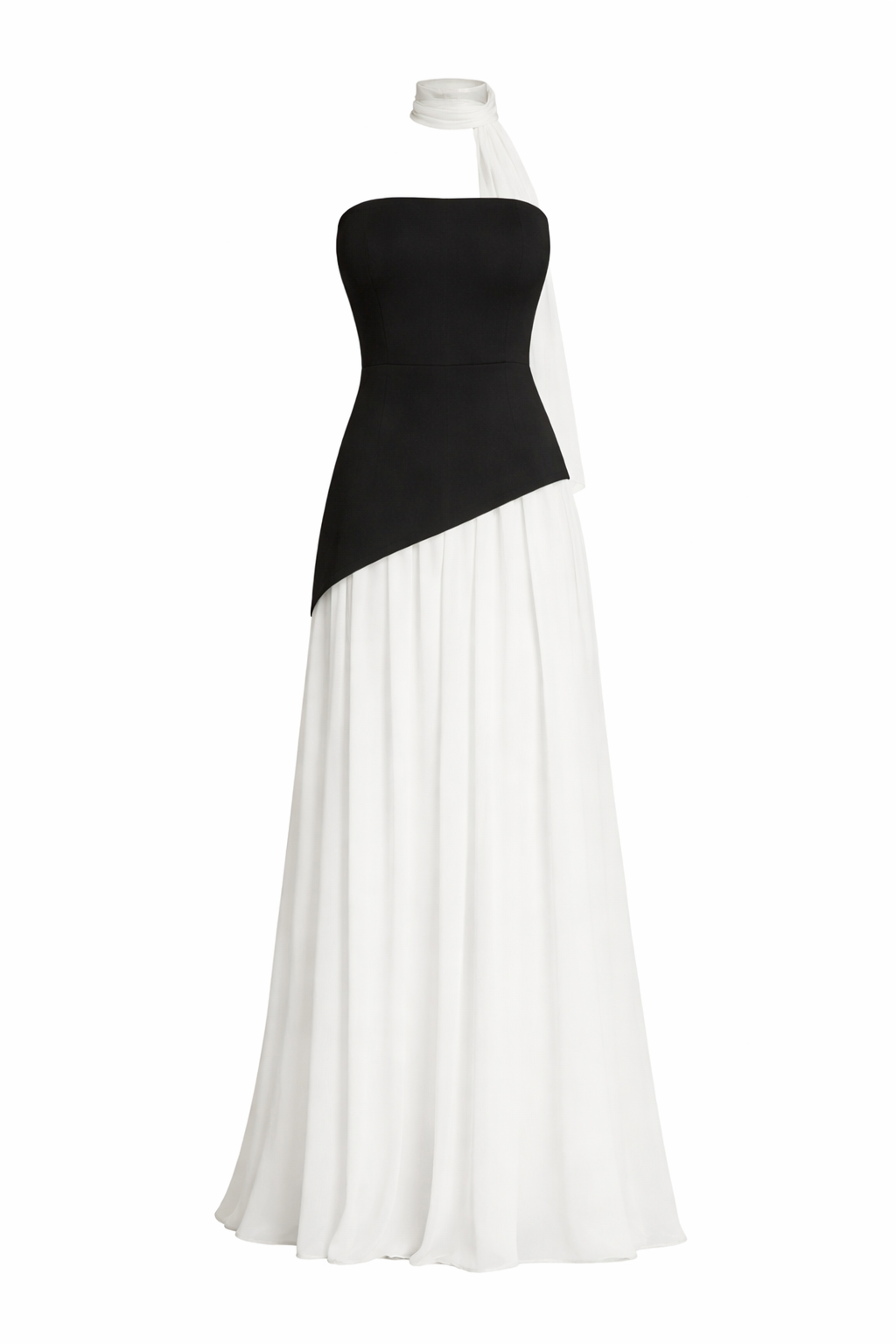 Mary Black & White Chiffon Maxi Dress