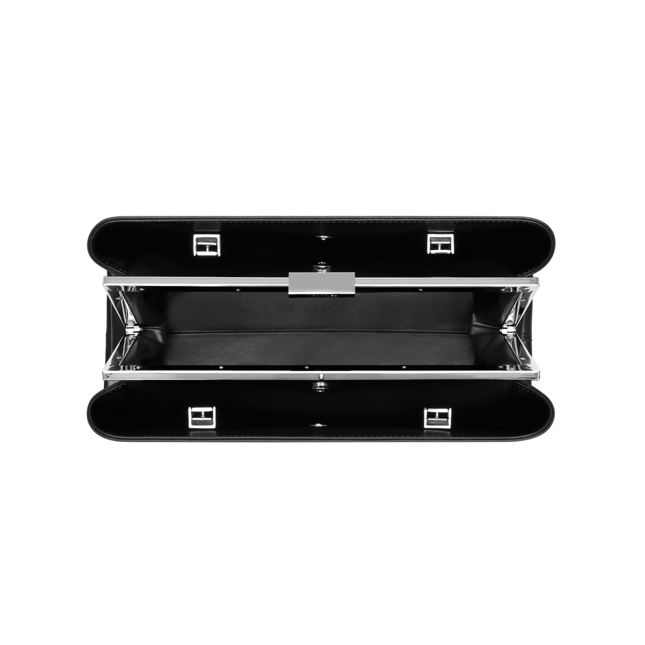 VERAFIED Silver Noir Éclair Premium Calf Leather Convertible Shoulder Clutch Bag