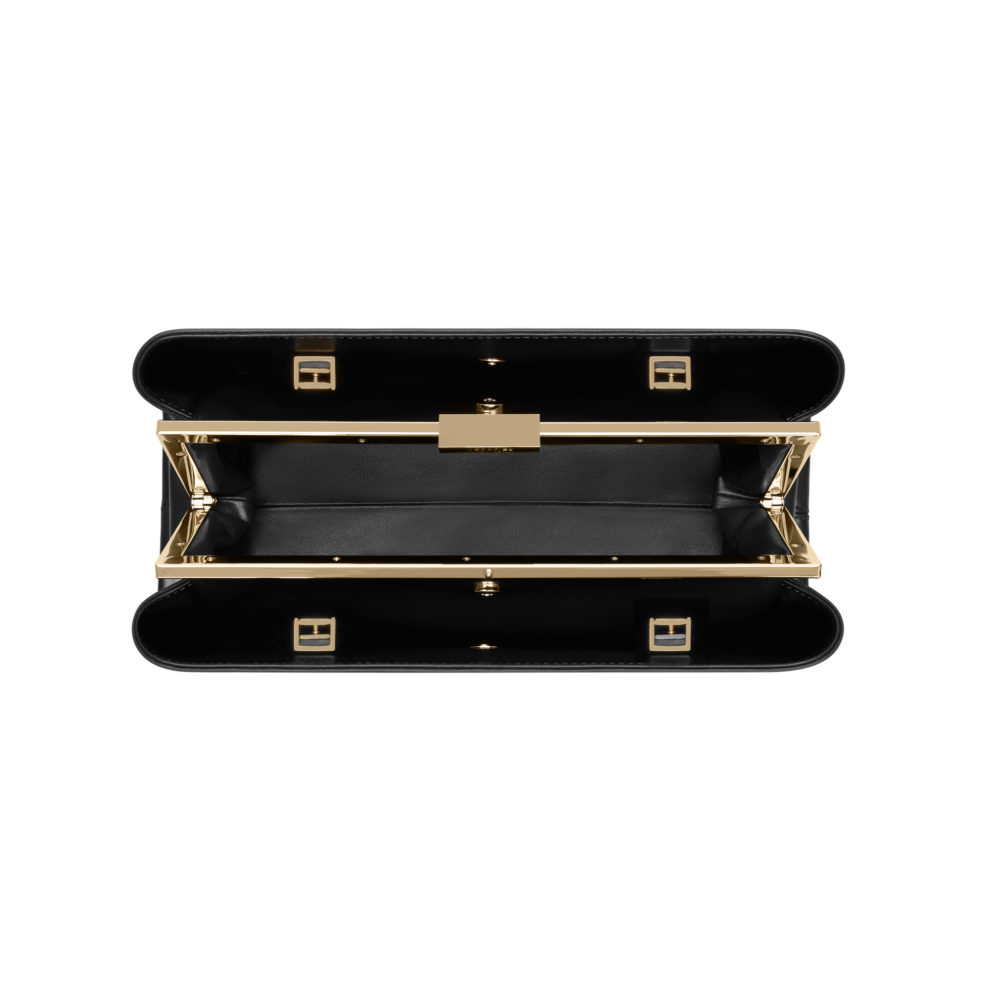 VERAFIED Gold Noir Éclair Premium Calf Leather Convertible Clutch Shoulder Bag