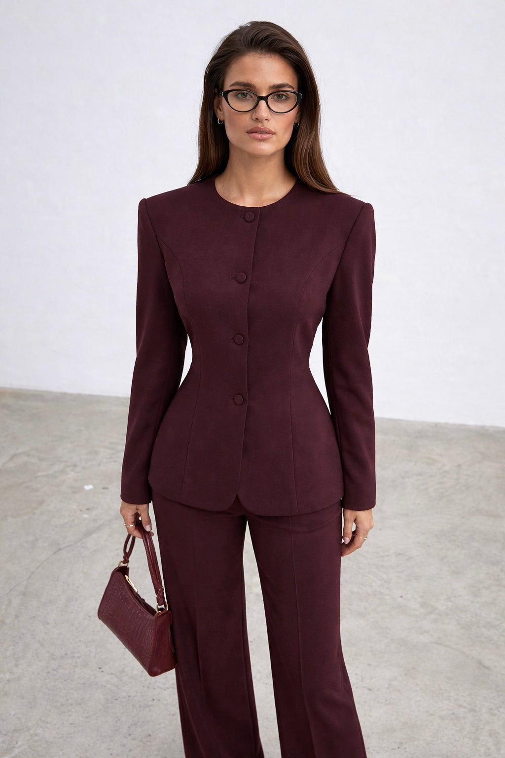 Paris Blazer & Pants Set Burgundy