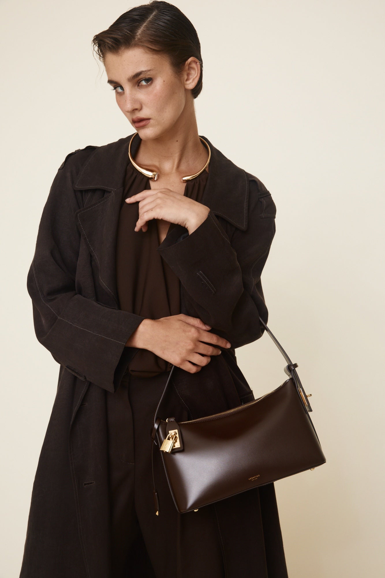 Gold Chocolate Hobo Bag