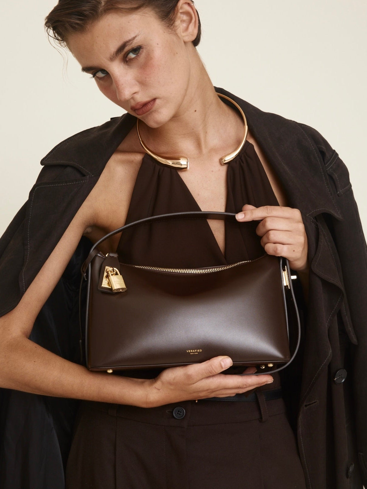 Gold Chocolate Hobo Bag