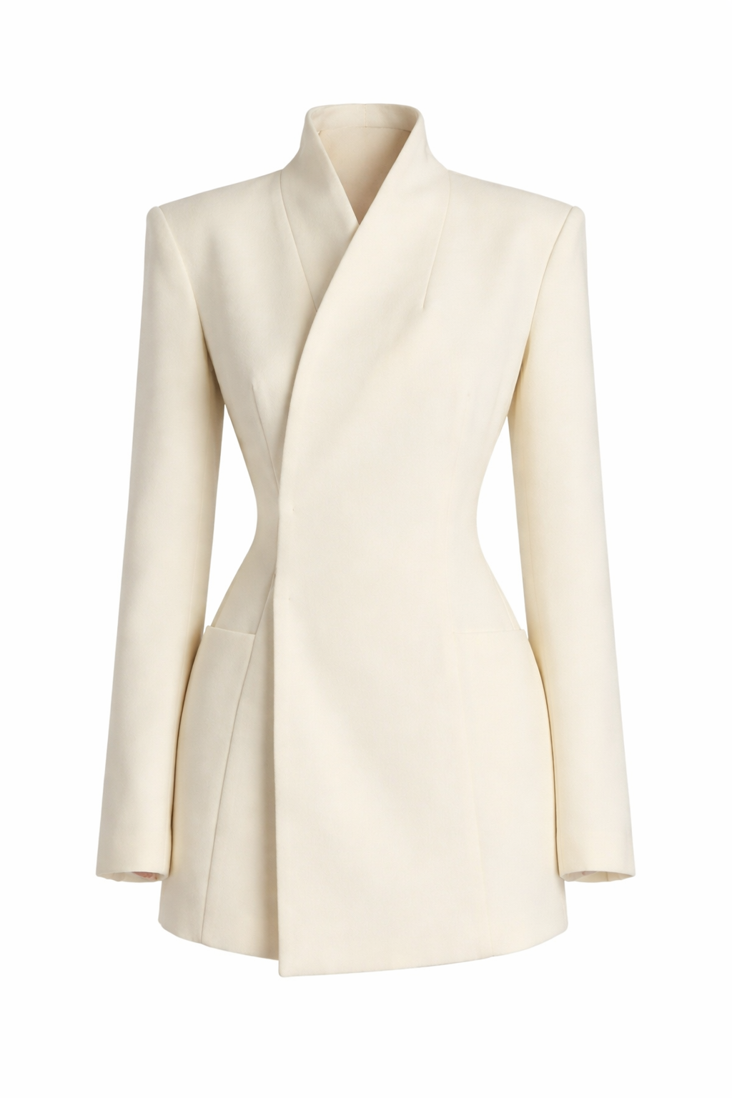 Tess Structure Woven Blazer Dress Cream