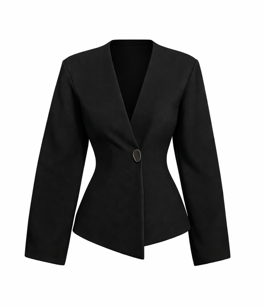 Tamara Textured V-Neck Blazer Black