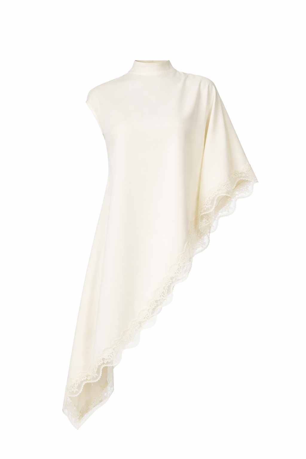 Olivia Asymmetric Draped Lace Trim Top