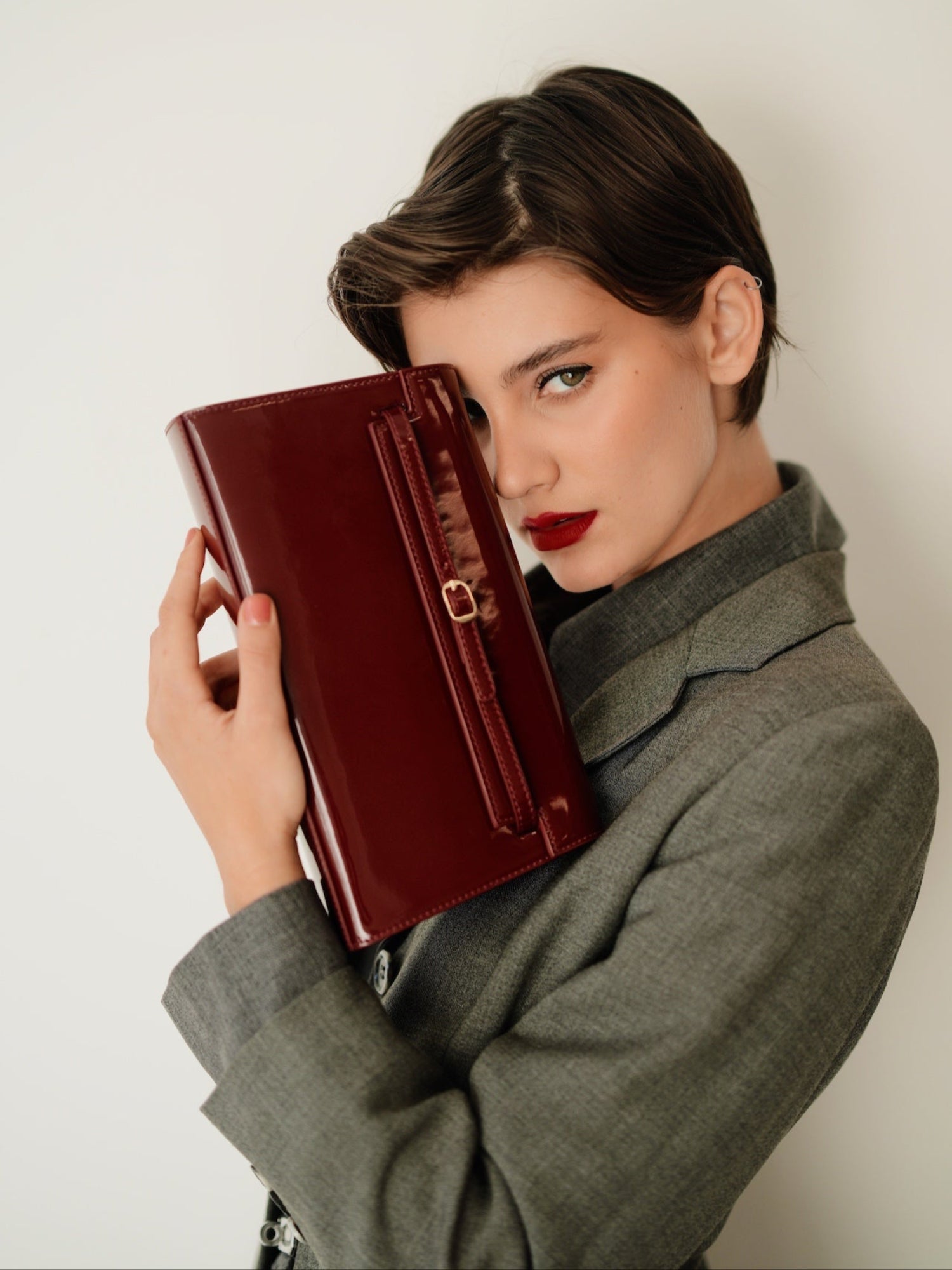 Patent Dark Cherry Shoulder Bag