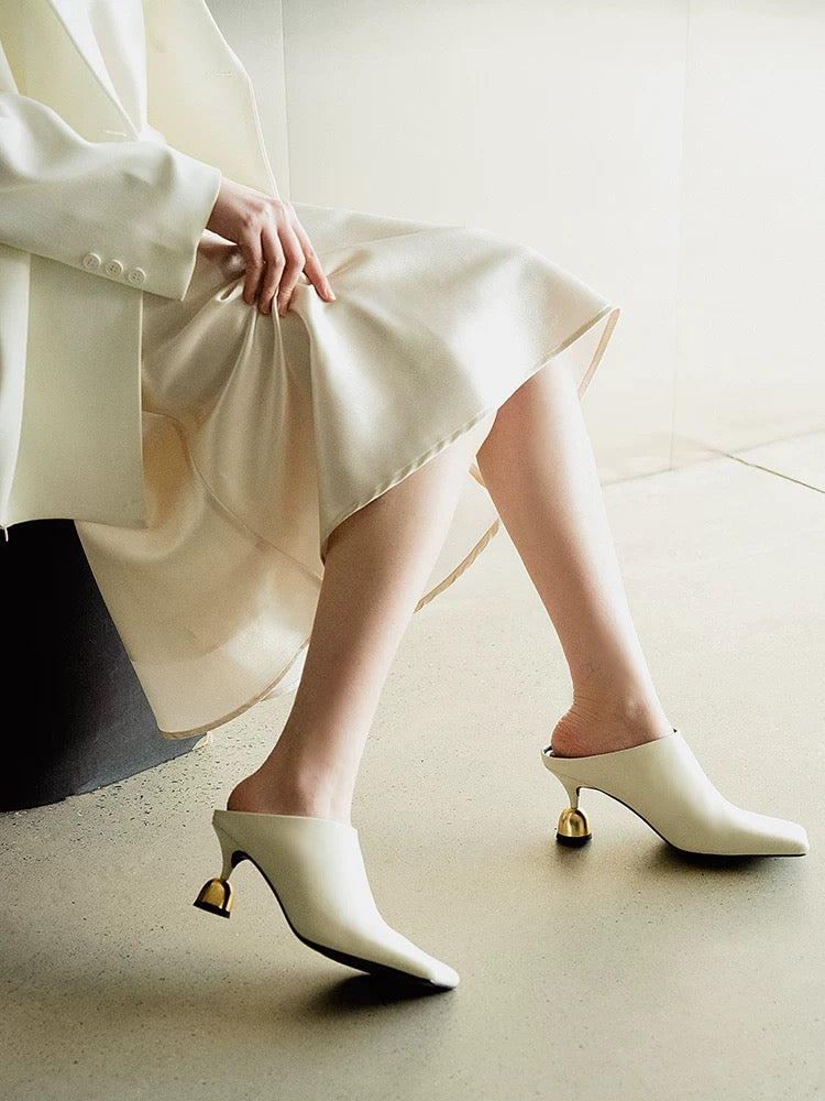 Lucy Mule Heels Ivory