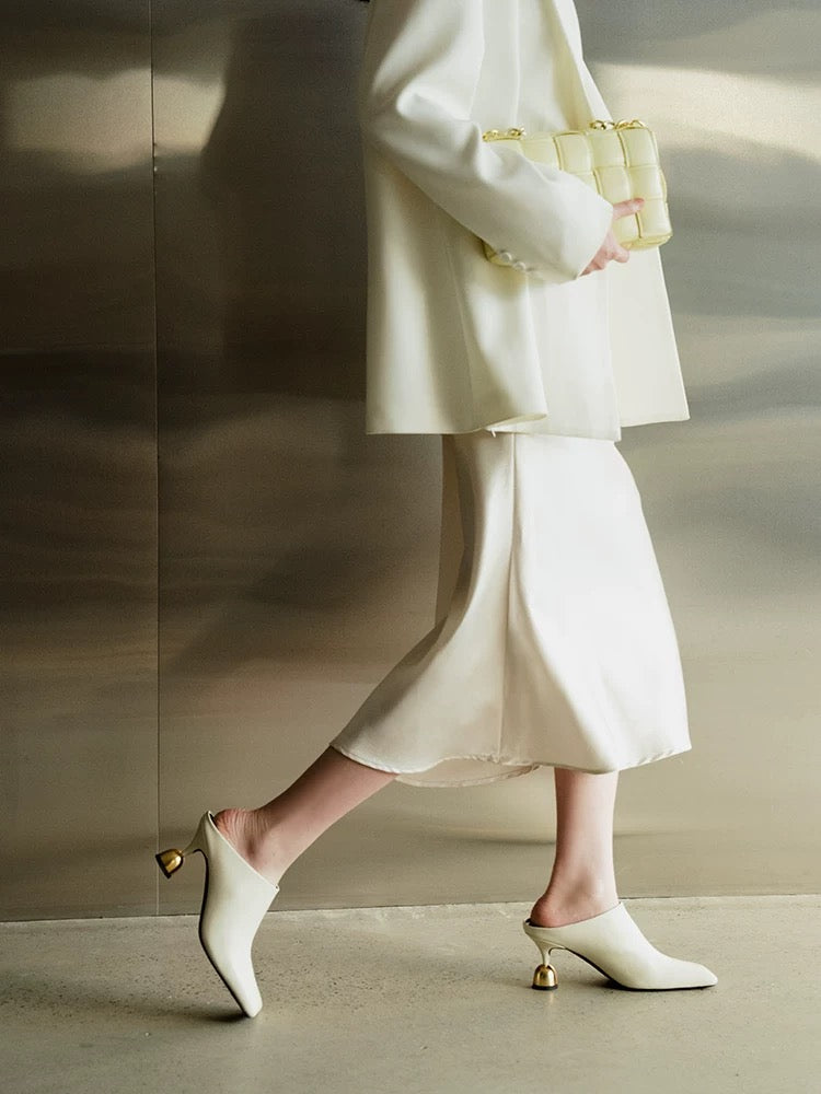 Lucy Mule Heels Ivory