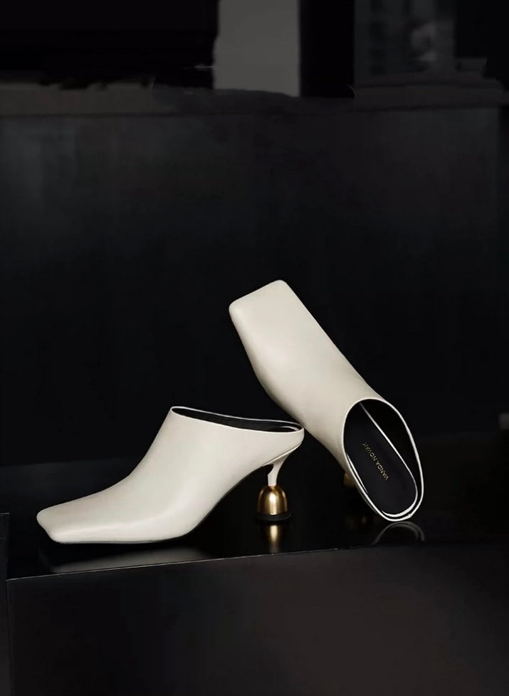 Lucy Mule Heels Ivory