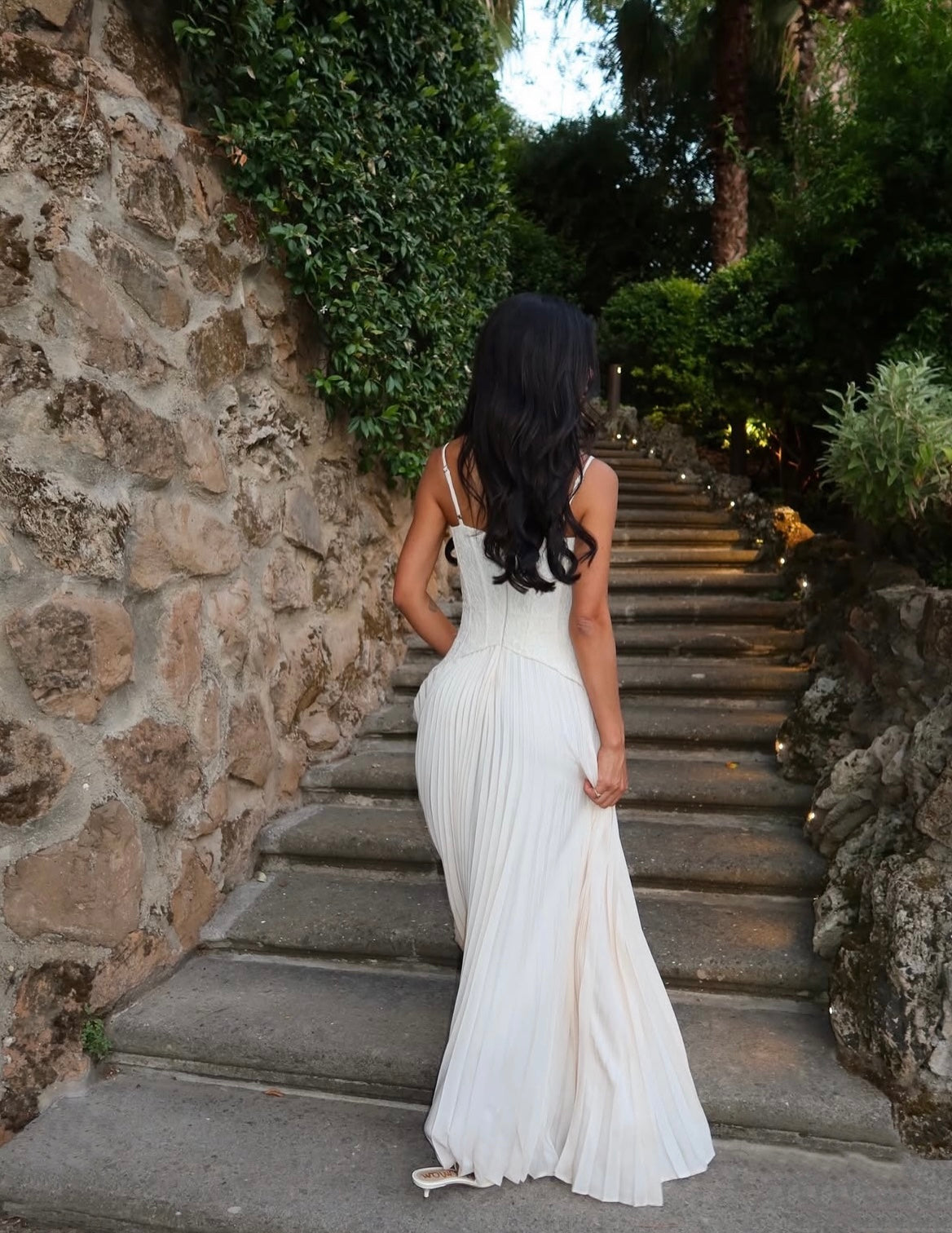 Stas Lace Corset Pleated Maxi Dress