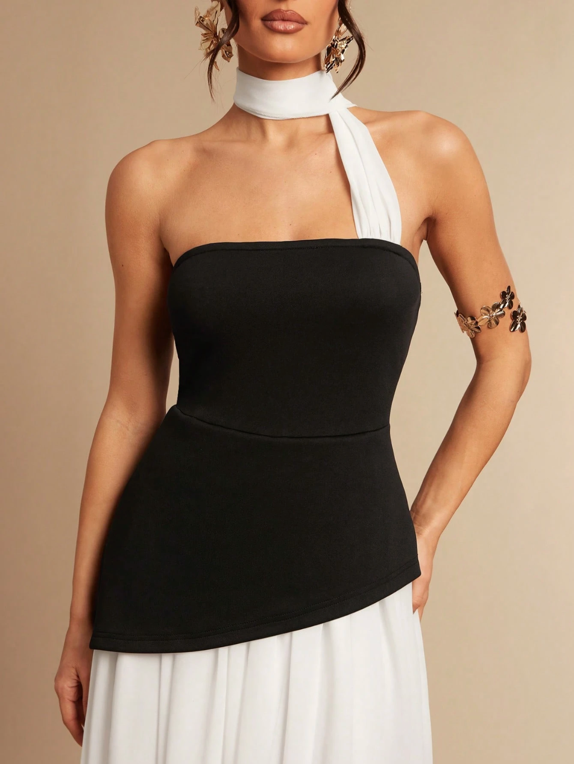 Mary Black & White Chiffon Maxi Dress