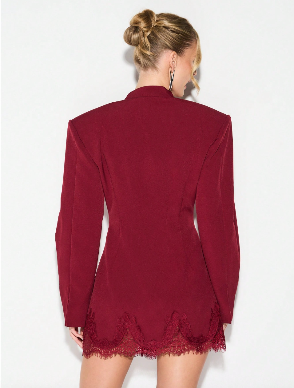 Maura Burgundy Lace Blazer Dress