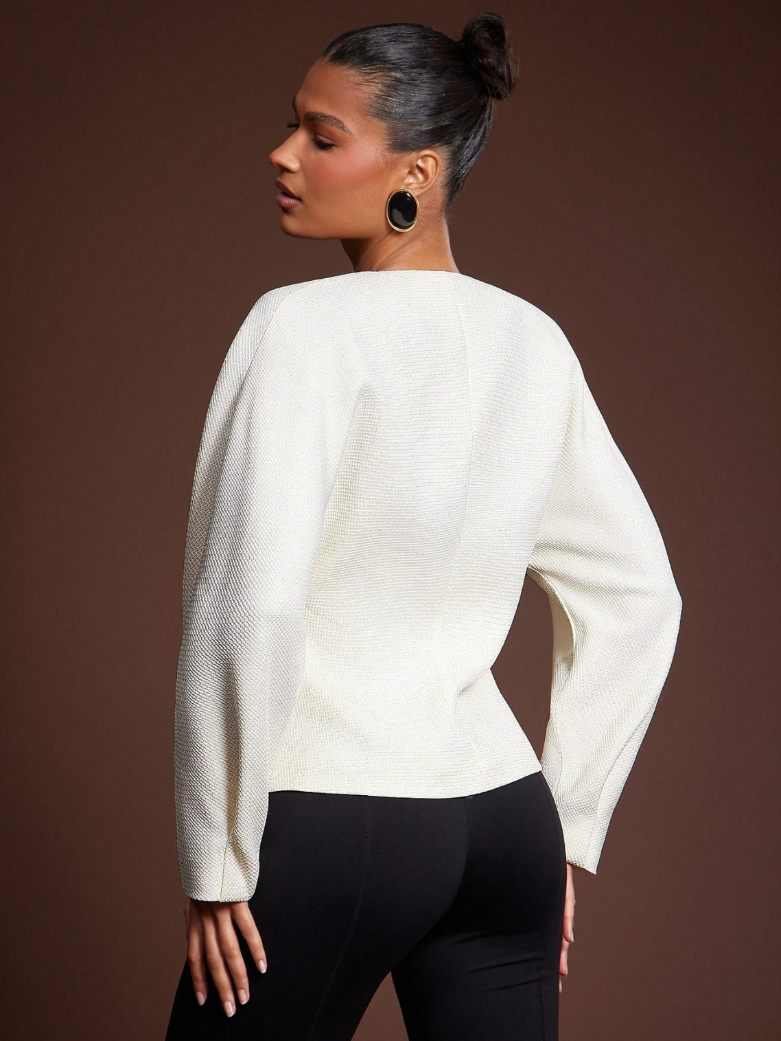 Tamara Textured V-Neck Blazer Ivory