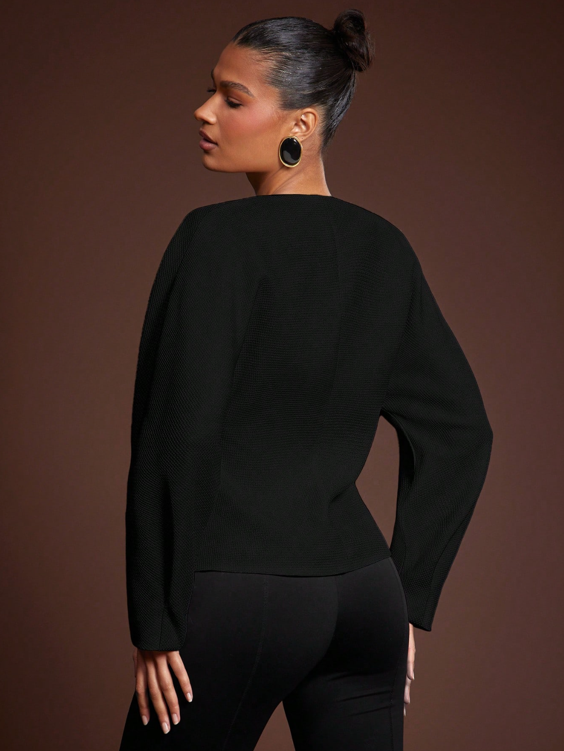 Tamara Textured V-Neck Blazer Black