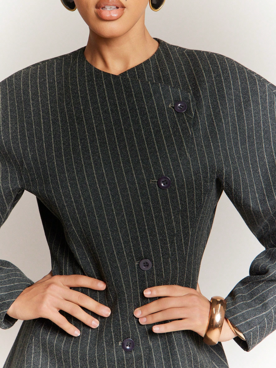 Gia Pinstripe Tailored Top