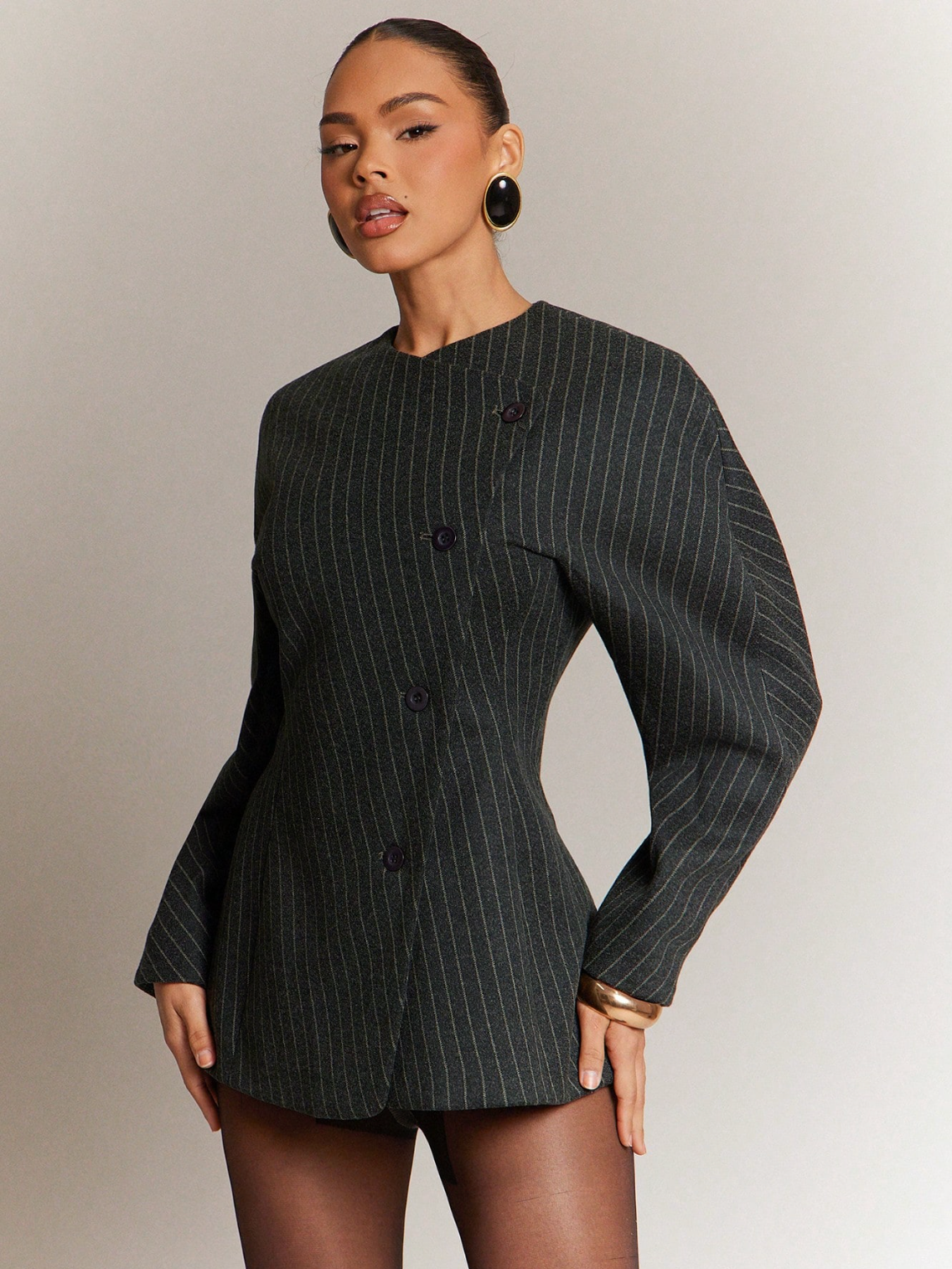 Gia Pinstripe Tailored Top