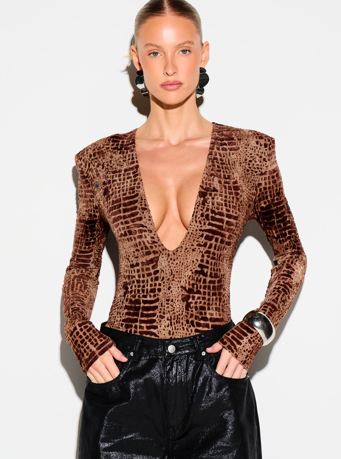 Sarah Croc Print Bodysuit