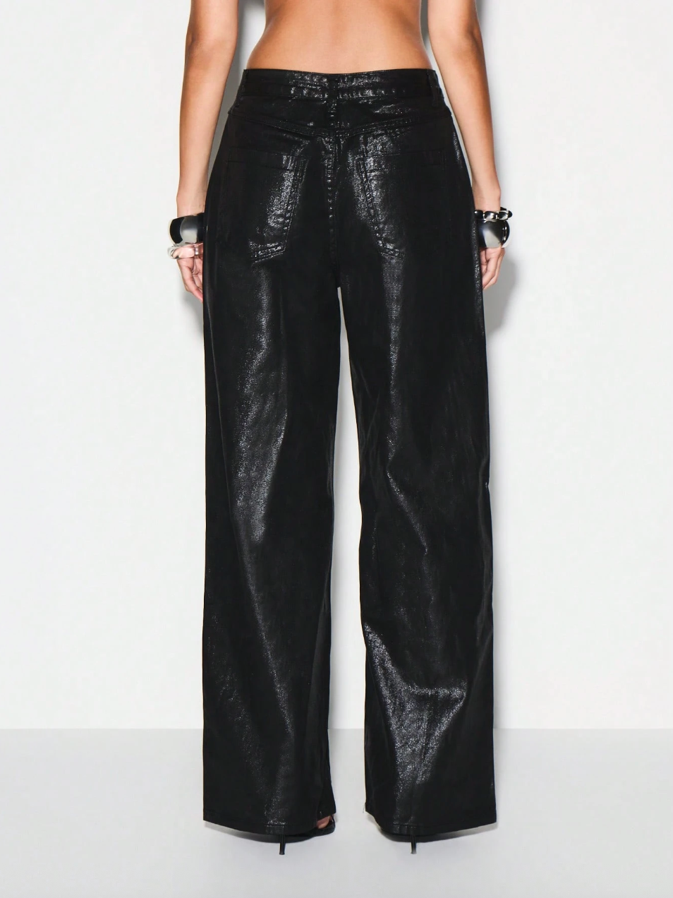Leila Glossy Wide-Leg Pants
