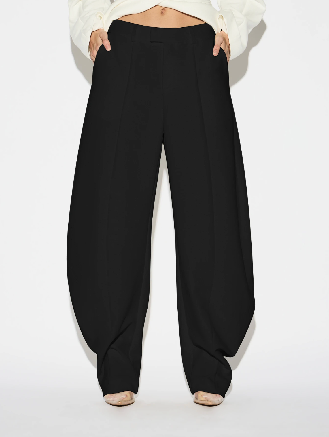 Rebecca High-Waisted Pleated Wide Leg Trousers - Black