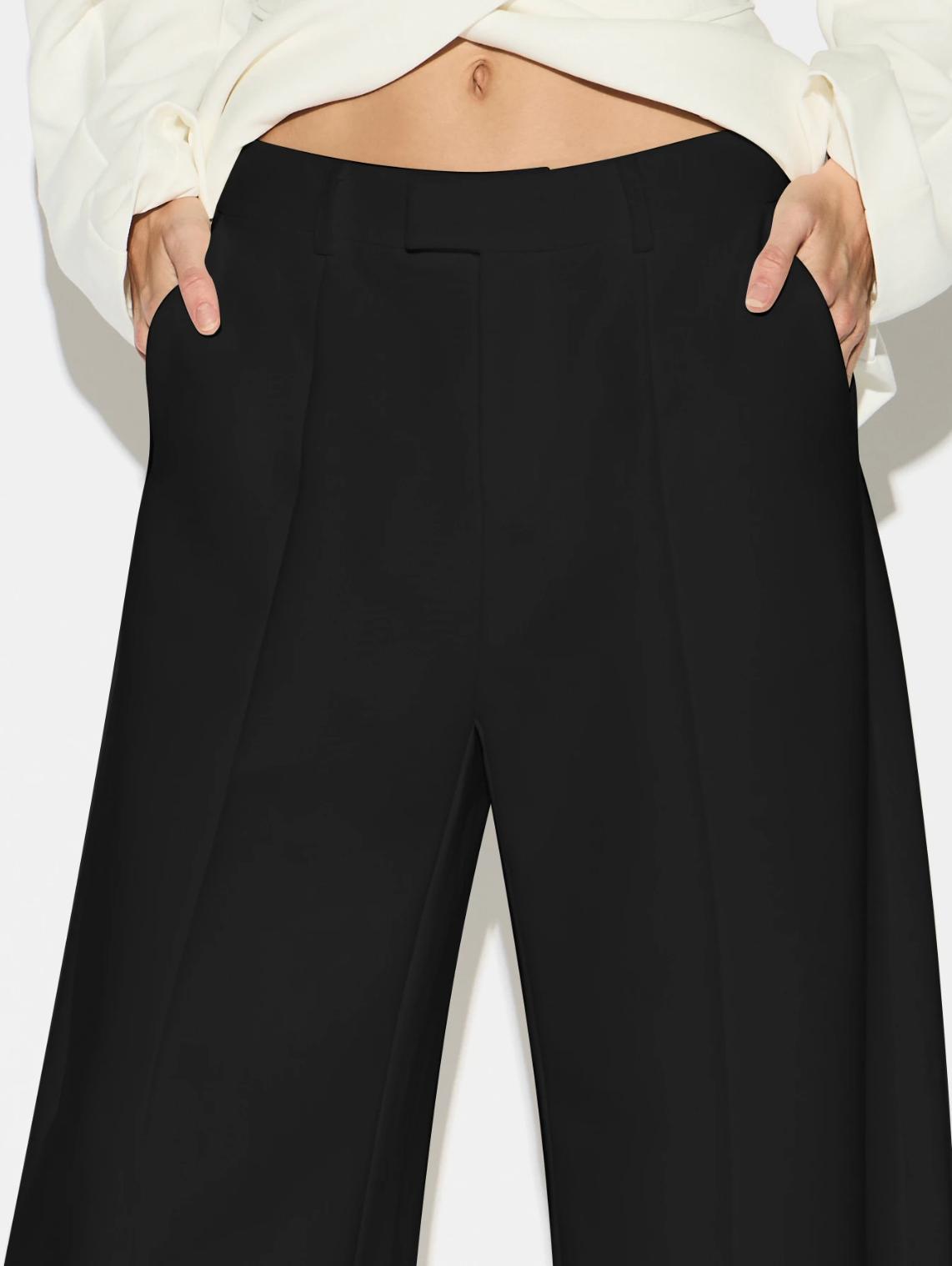 Rebecca High-Waisted Pleated Wide Leg Trousers - Black