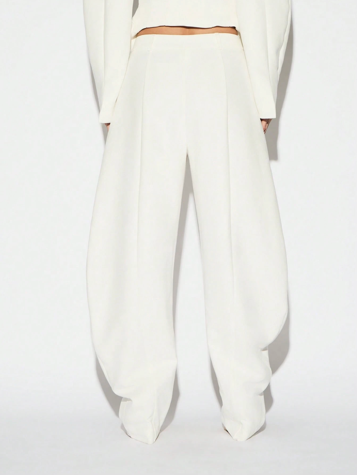 Rebecca High-Waisted Pleated Wide Leg Trousers - Ivory