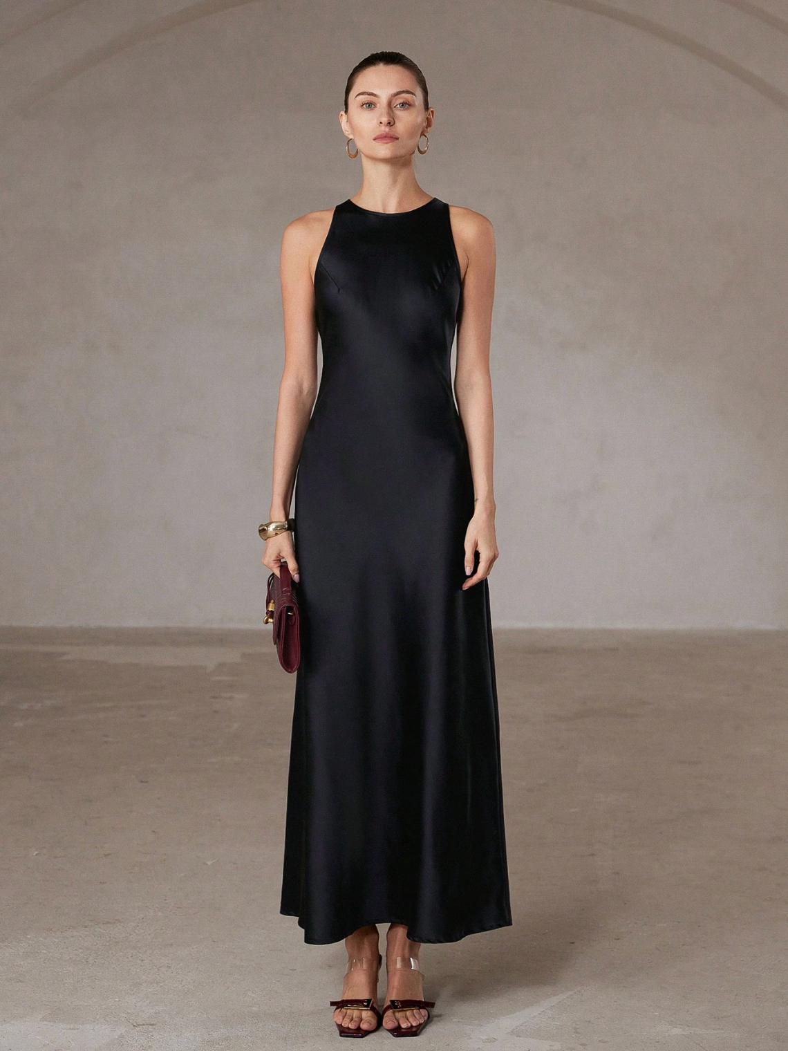 Diana Satin Bias-Cut Maxi Dress