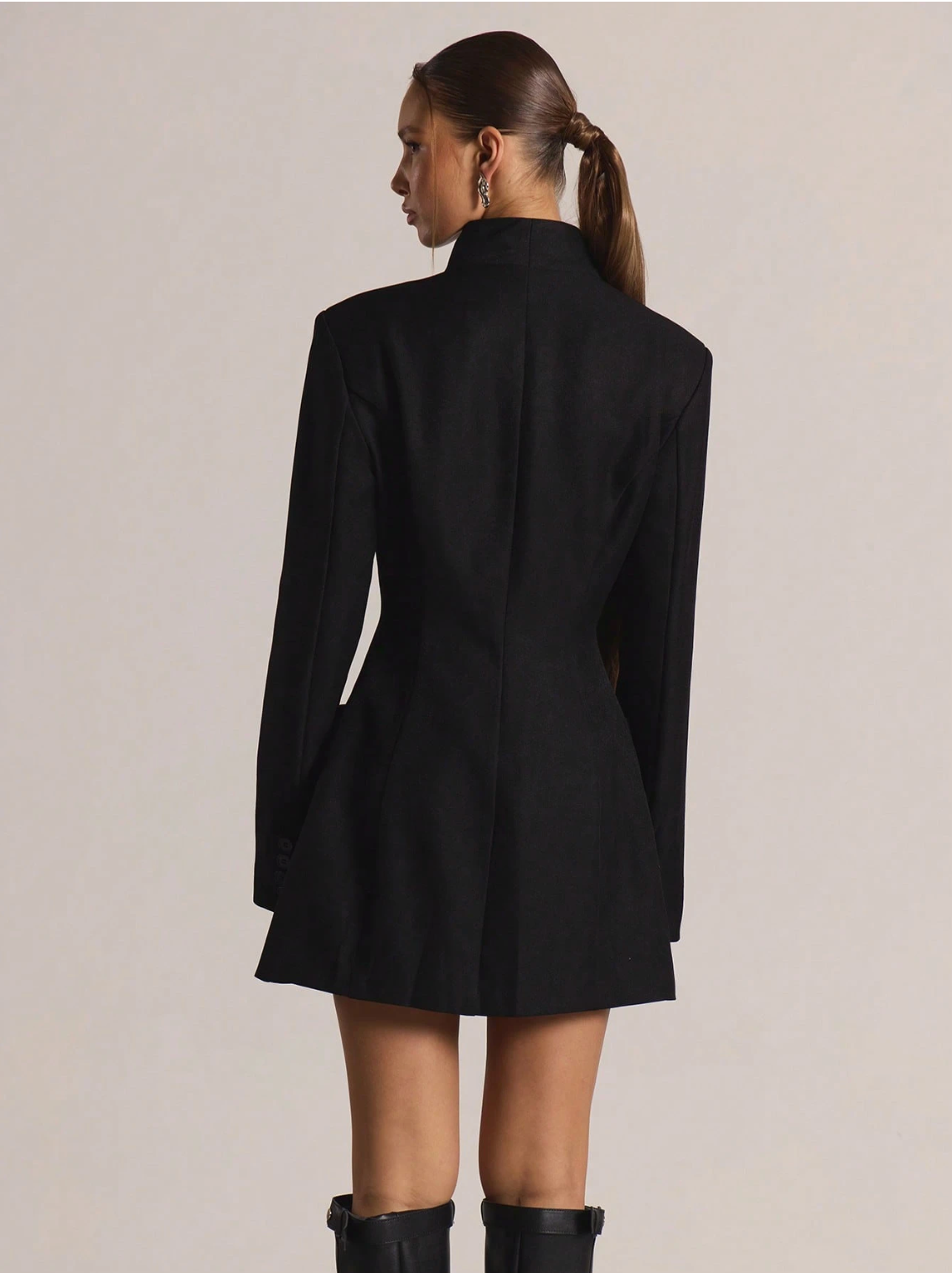 Tess Structure Woven Blazer Dress Black