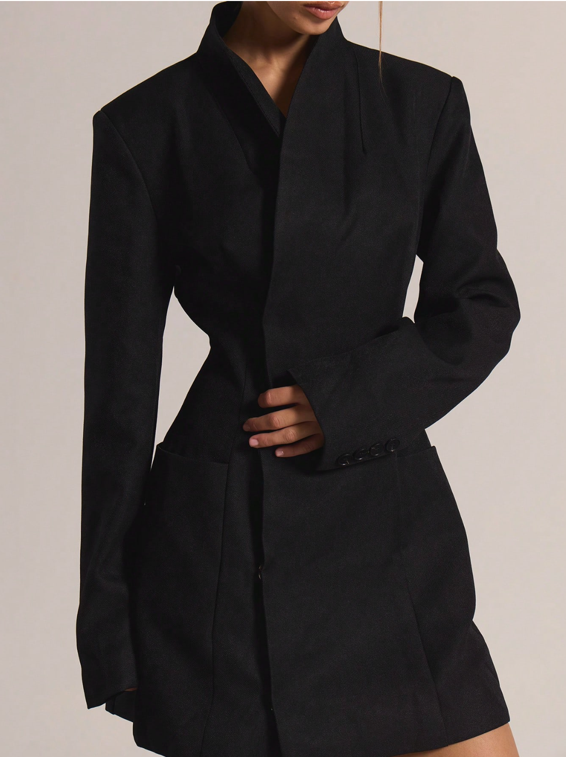 Tess Structure Woven Blazer Dress Black