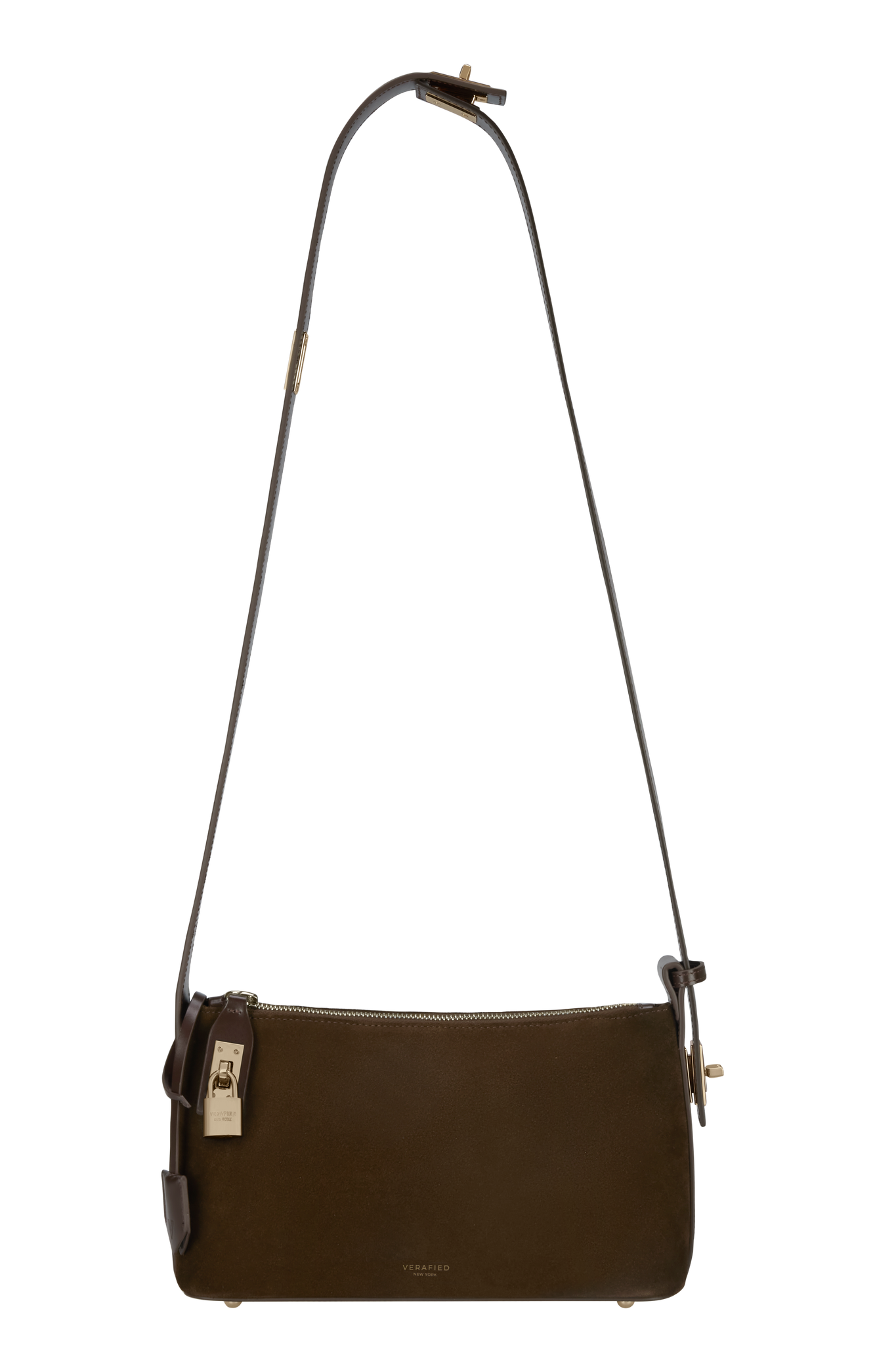 Gold Espresso Suede Hobo Bag